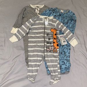 3 pack baby boy sleepers